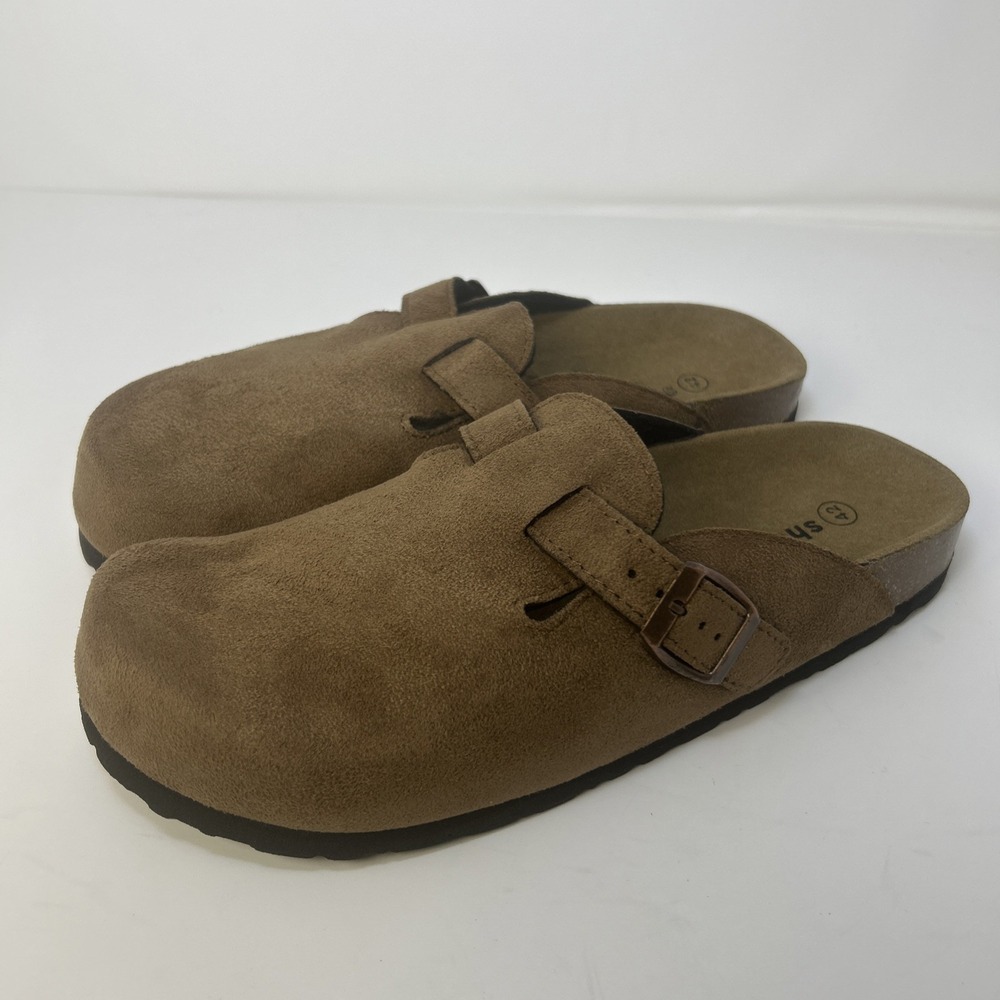 Shondo More Suede Clogs Mules Cork Footbed Tan Taupe Mens 9 Womens 11 EU 42  NIB